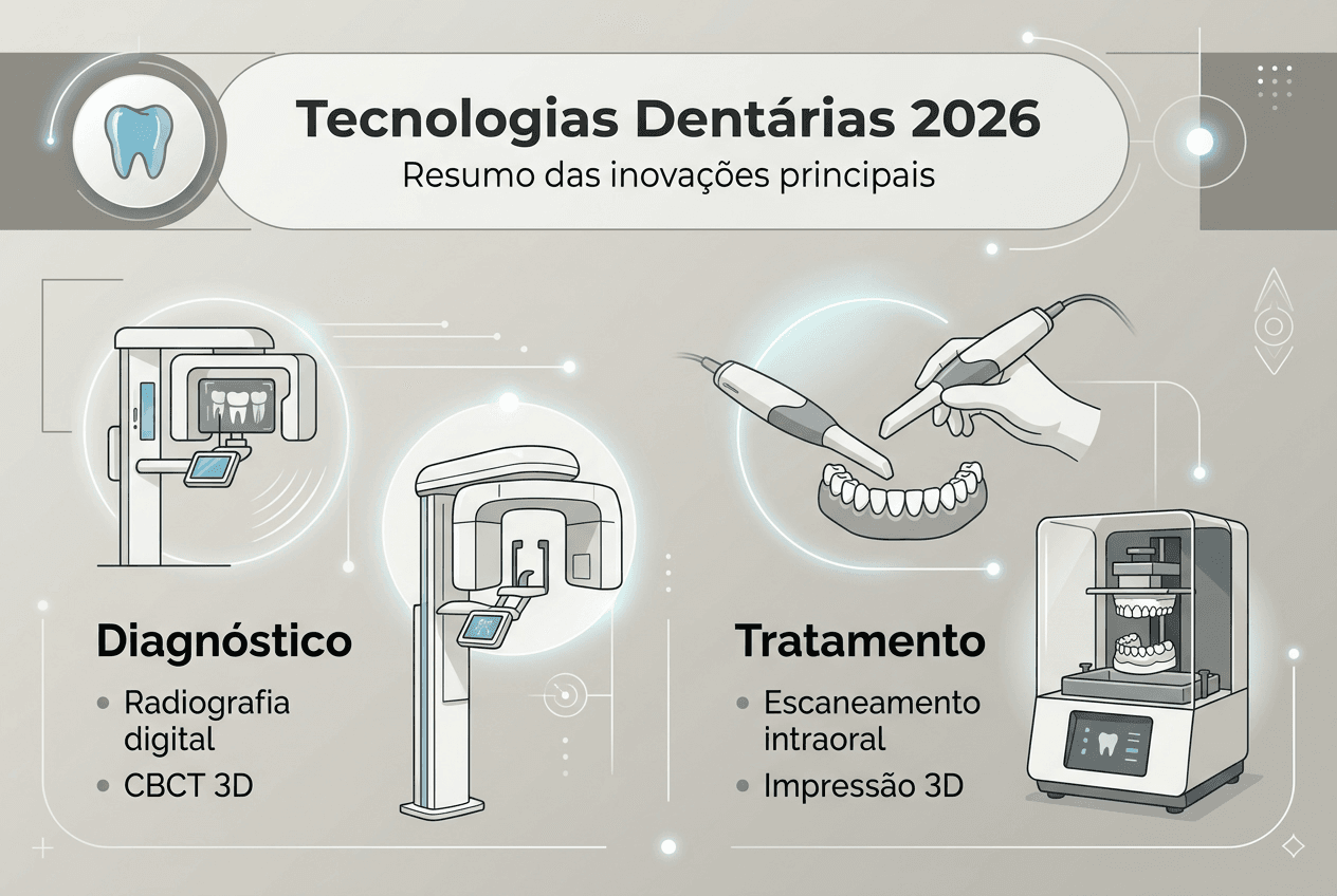 Infográfico: Tecnologias Essenciais na Clínica Dentária