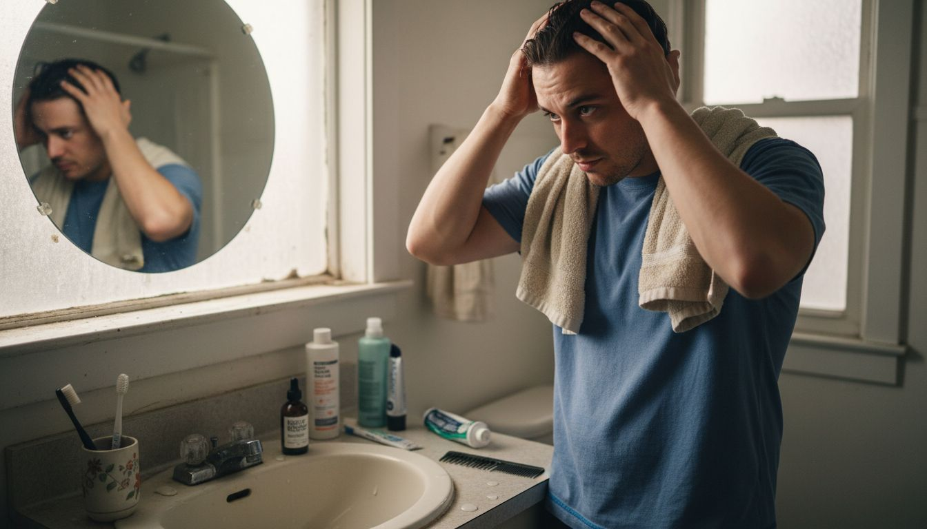 Man applying scalp serum for dandruff