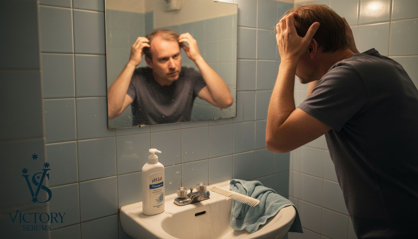 Man checking scalp for microbiome issues