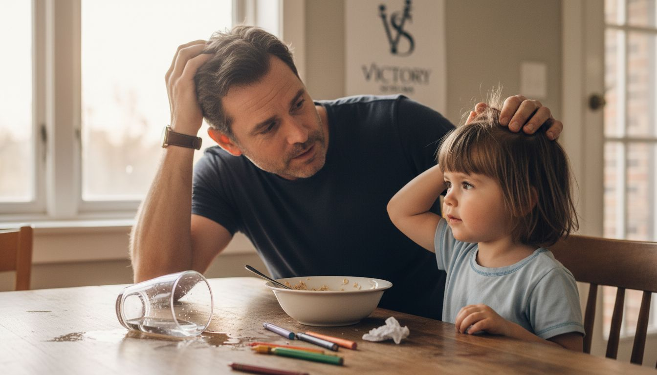 Parent inspecting child’s scalp for health