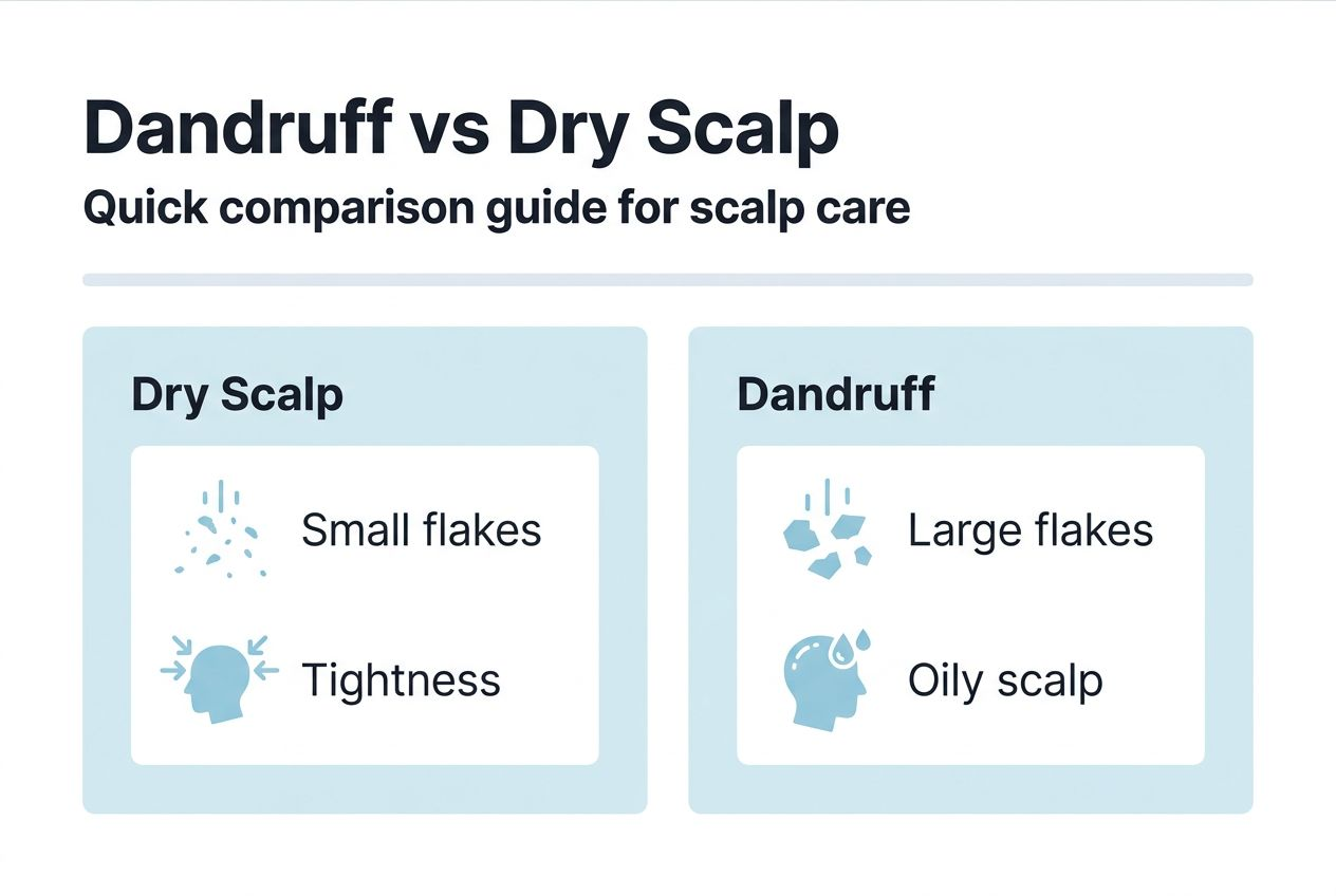 Infographic comparing dandruff vs dry scalp symptoms