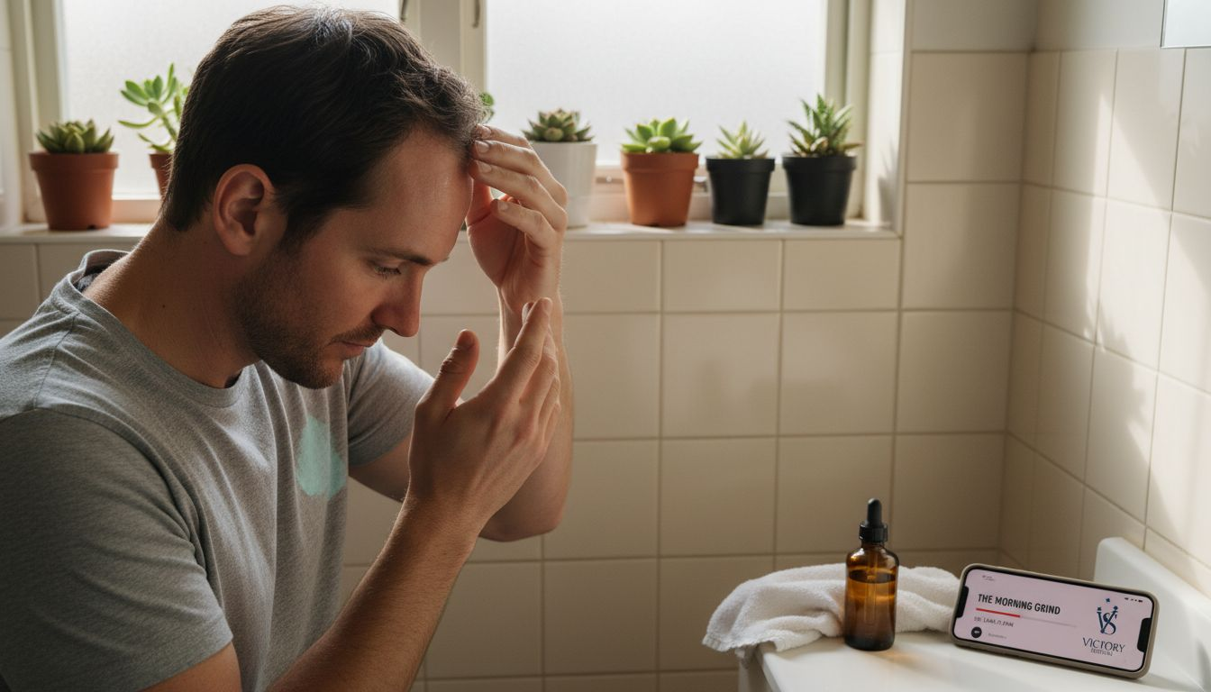 Man applying scalp moisturizer with serum