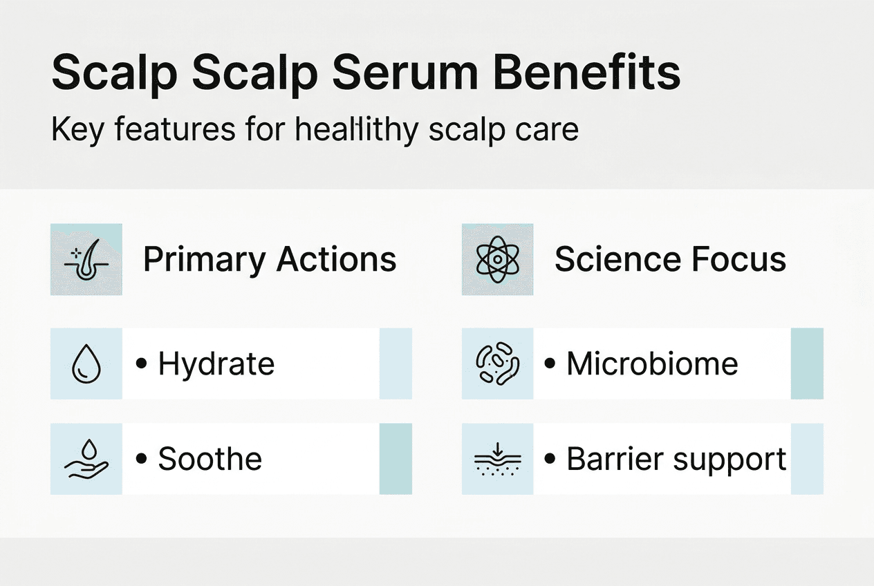 Infographic of scalp serum actions and science