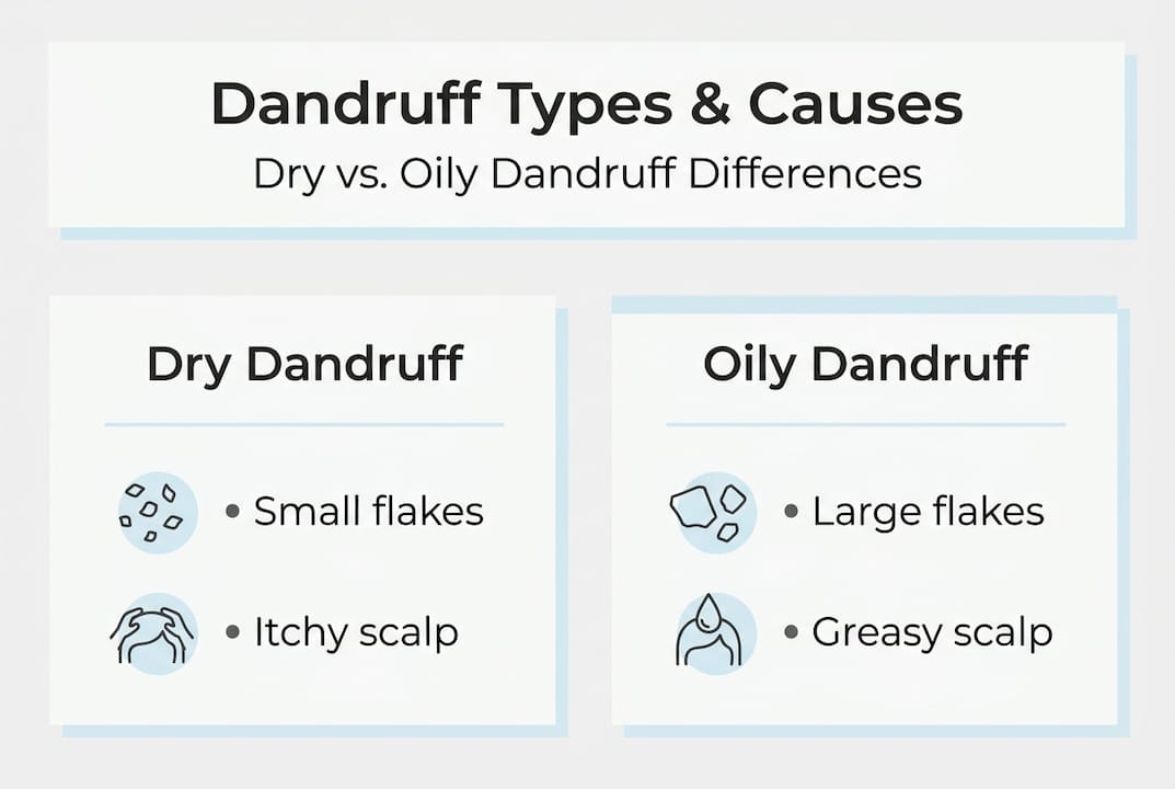 Infographic showing dry and oily dandruff differences