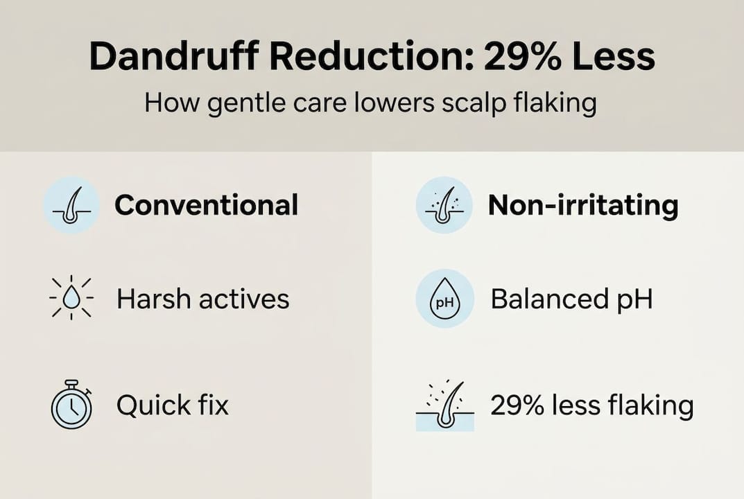 Infographic comparing conventional vs gentle scalp treatments