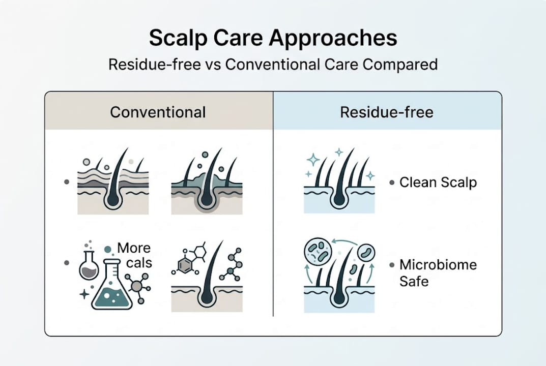 Infographic comparing scalp care methods