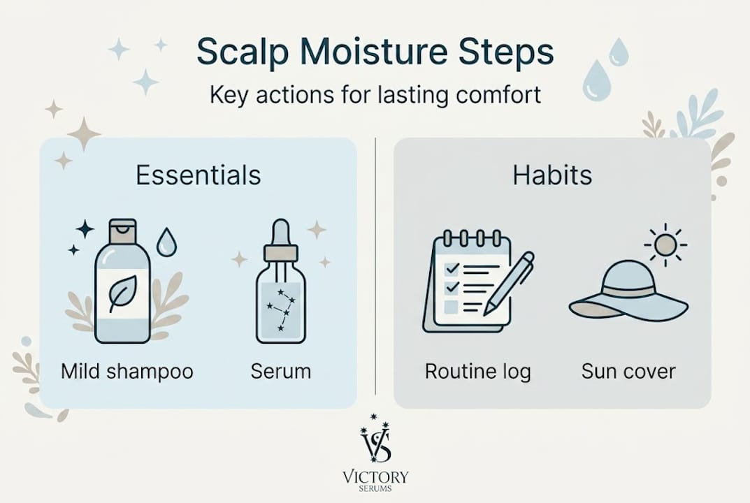 Infographic showing scalp moisture routine steps