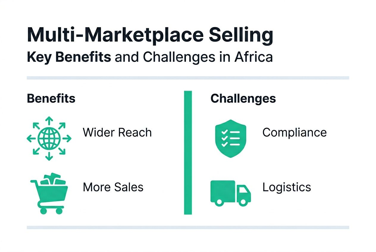 Infographic showing benefits and challenges of marketplace selling