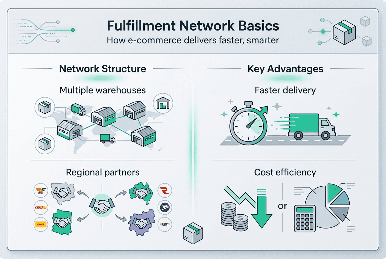 Infographic summarizing fulfillment network key concepts
