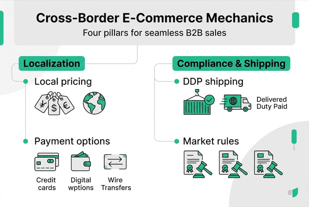 Infographic overview of B2B e-commerce mechanics