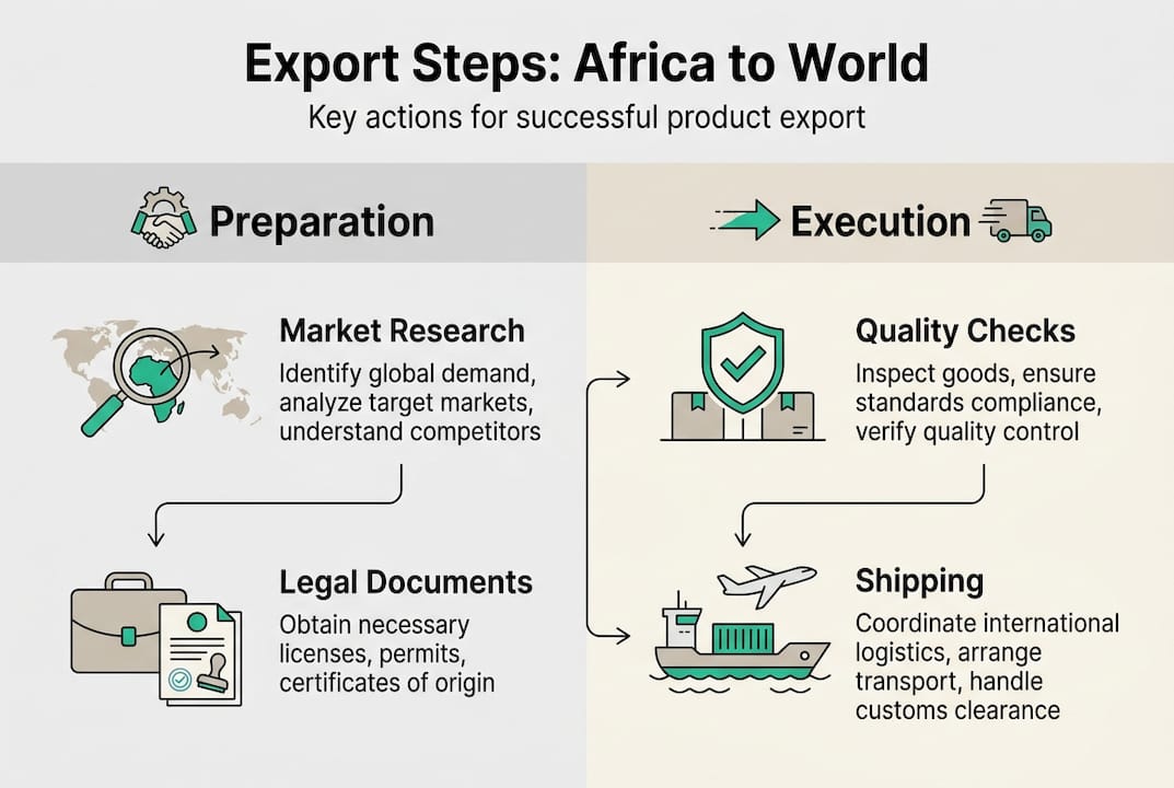 Step-by-step African export process infographic