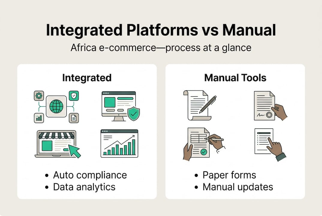 Infographic of integrated vs manual e-commerce process