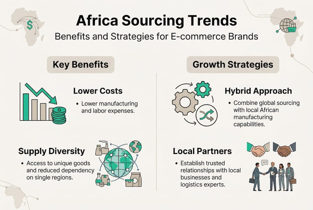 Infographic showing Africa sourcing benefits and strategies