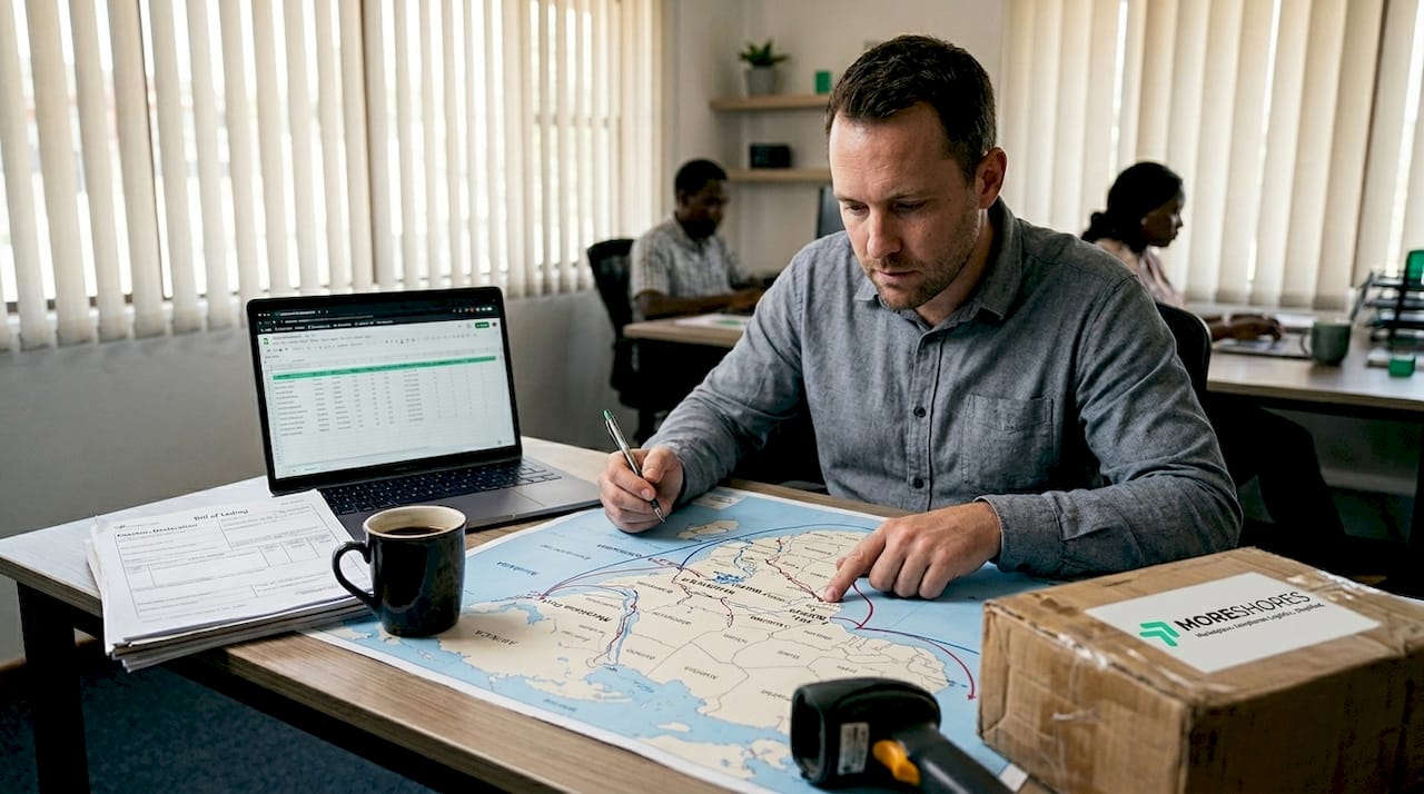 Manager reviewing African e-commerce logistics