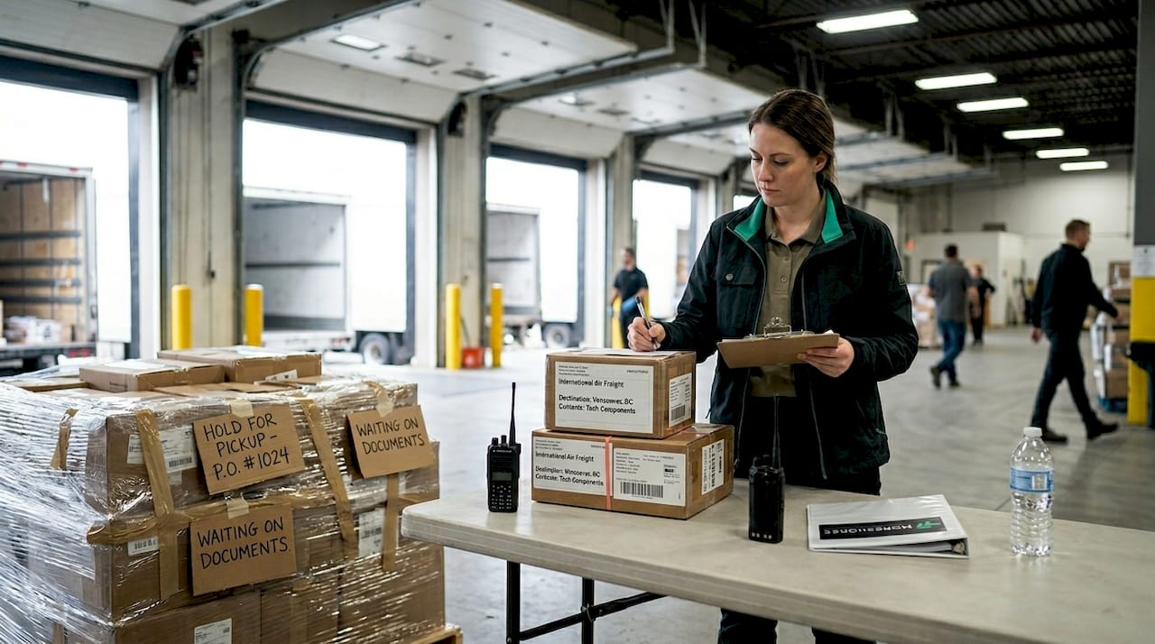 Coordinator checking cross-border delivery parcels