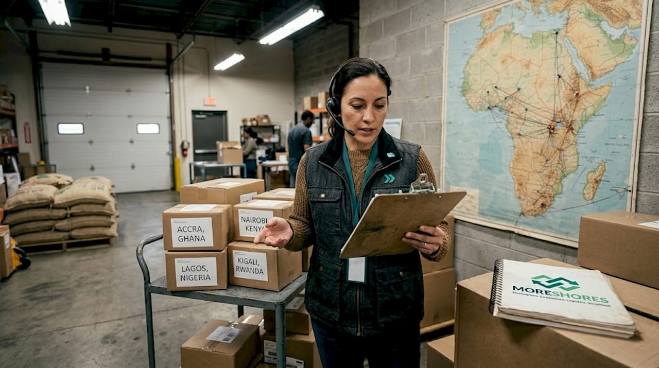 Coordinator verifying regional Africa export shipments