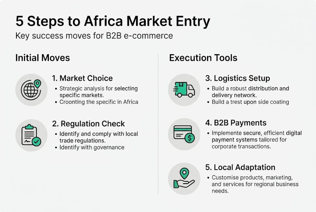 Infographic detailing steps for B2B e-commerce entry