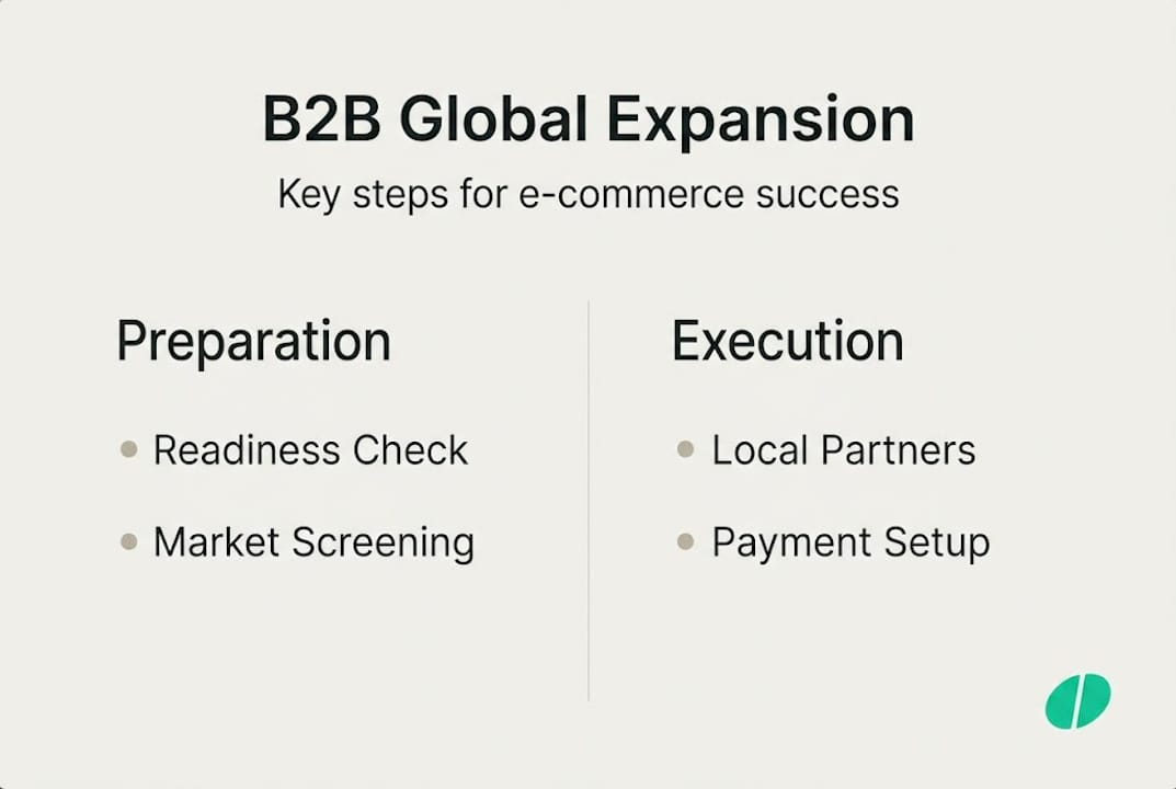 B2B global expansion steps infographic