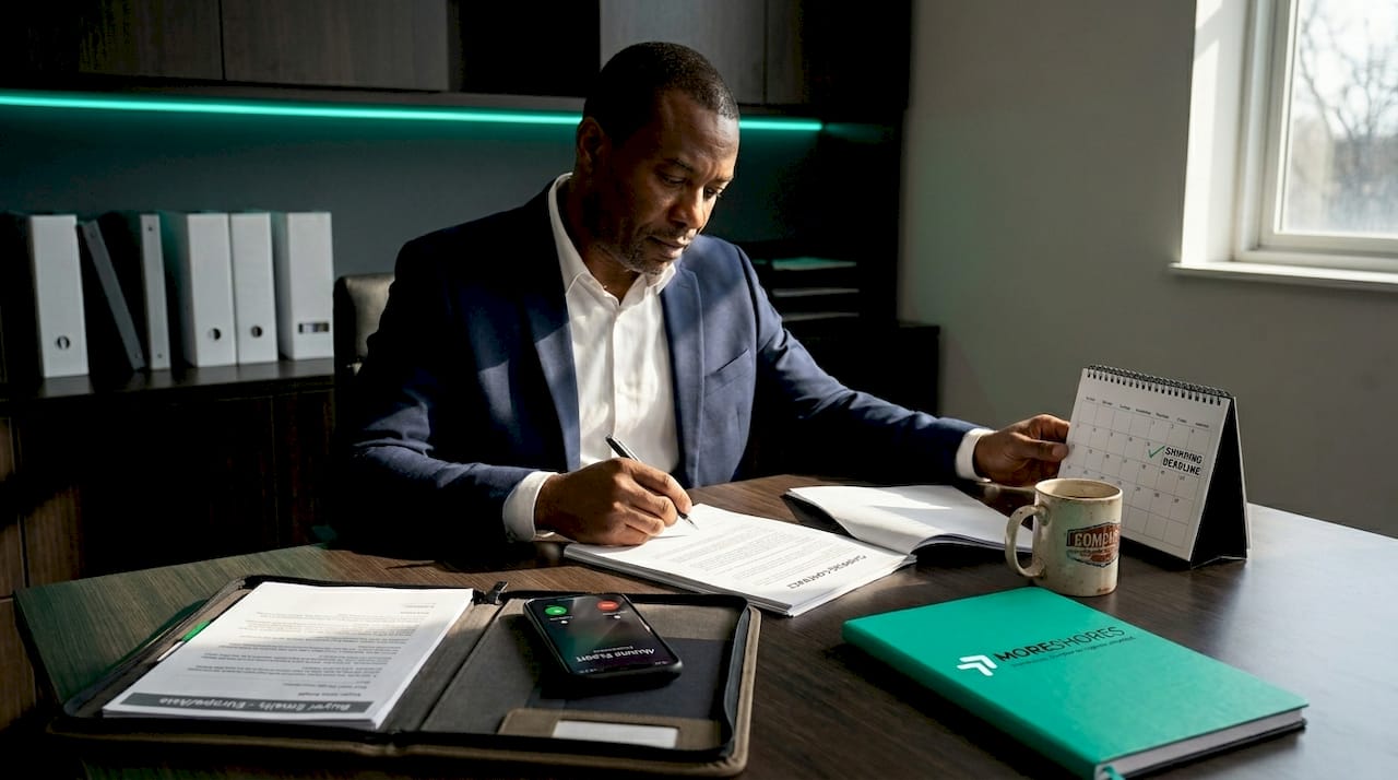 Exporter reviewing and signing buyer contract