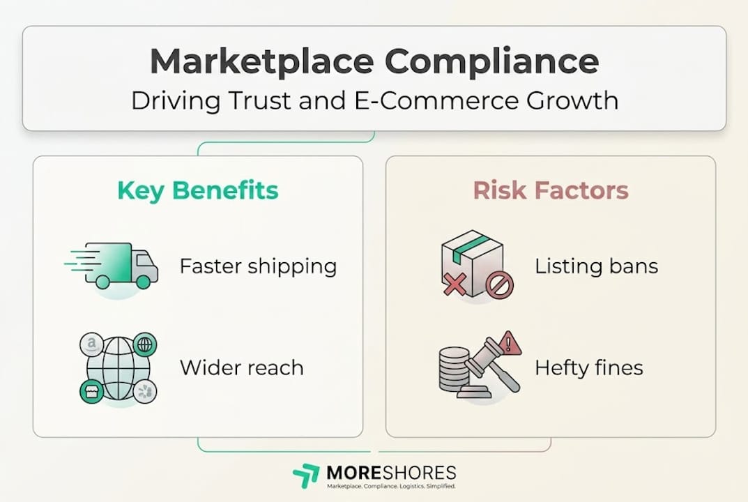 Infographic about marketplace compliance benefits and risks