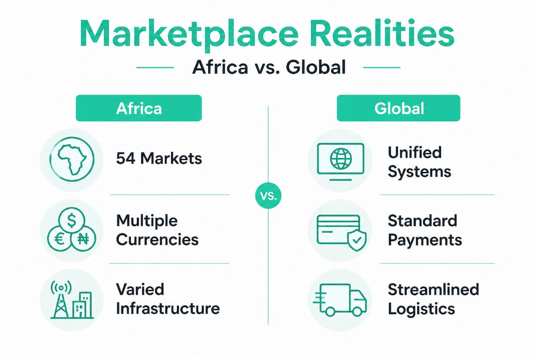 Infographic comparing African and global marketplace realities