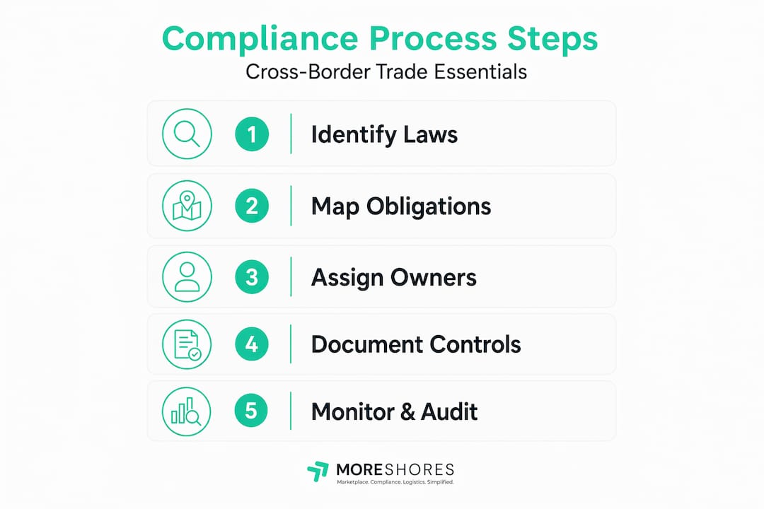 Infographic outlines compliance steps for cross-border trade