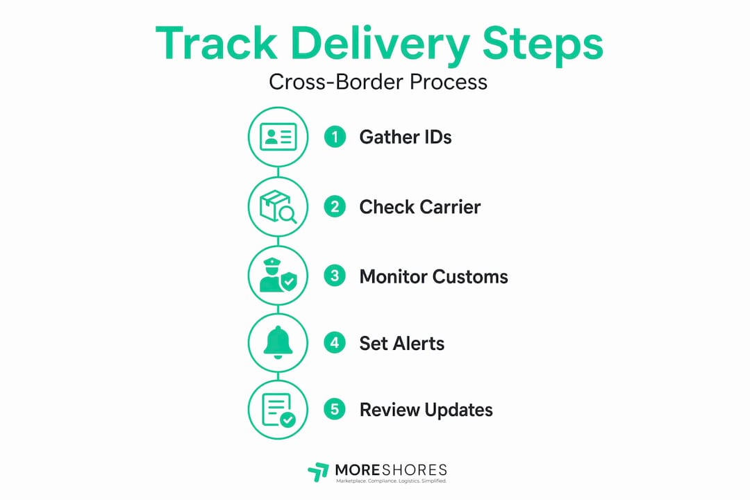 Infographic showing steps to track international shipment