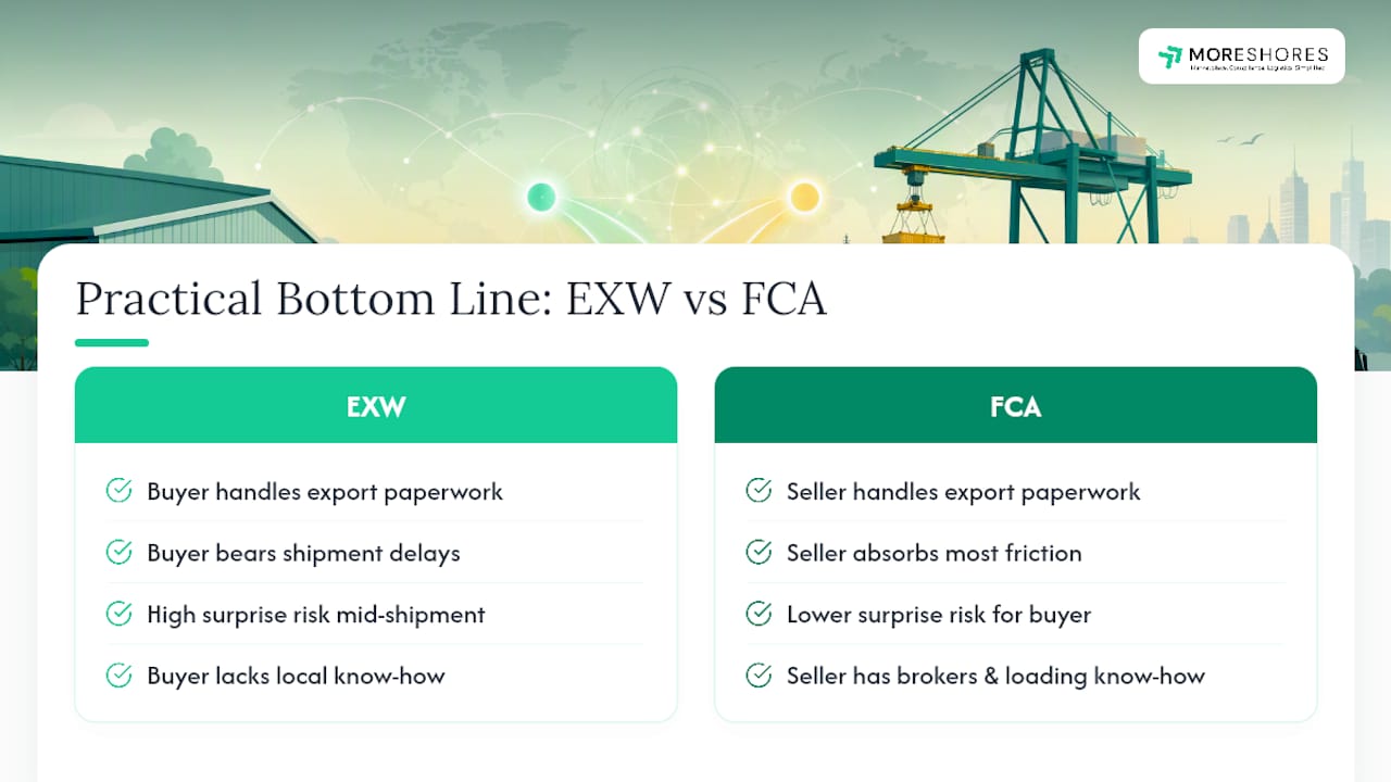 The Practical Bottom Line on EXW vs FCA — overview diagram