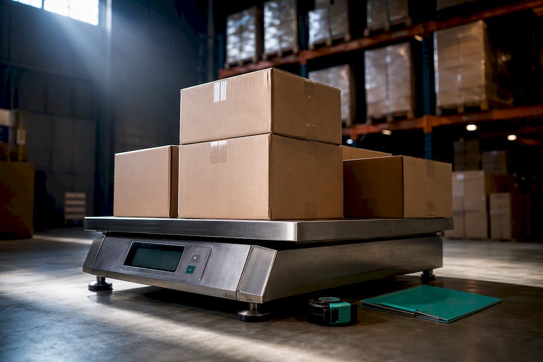 Anonymous cargo on a customs freight scale