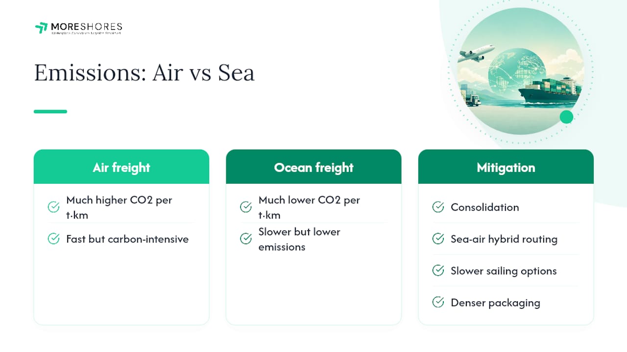 Air and ocean freight emissions trade-offs