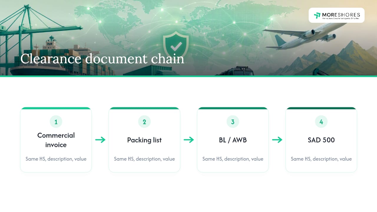 HS code consistency across clearance documents