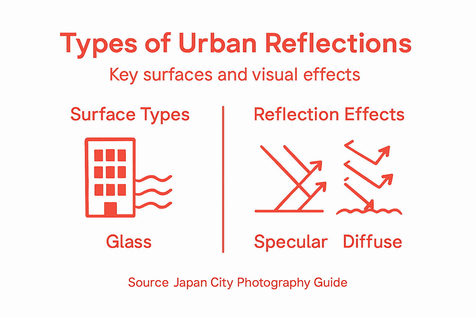 Infographic shows urban reflection types overview