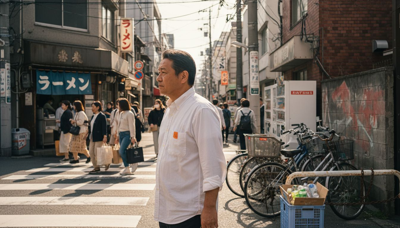 Tokyo street scene with local pedestrians