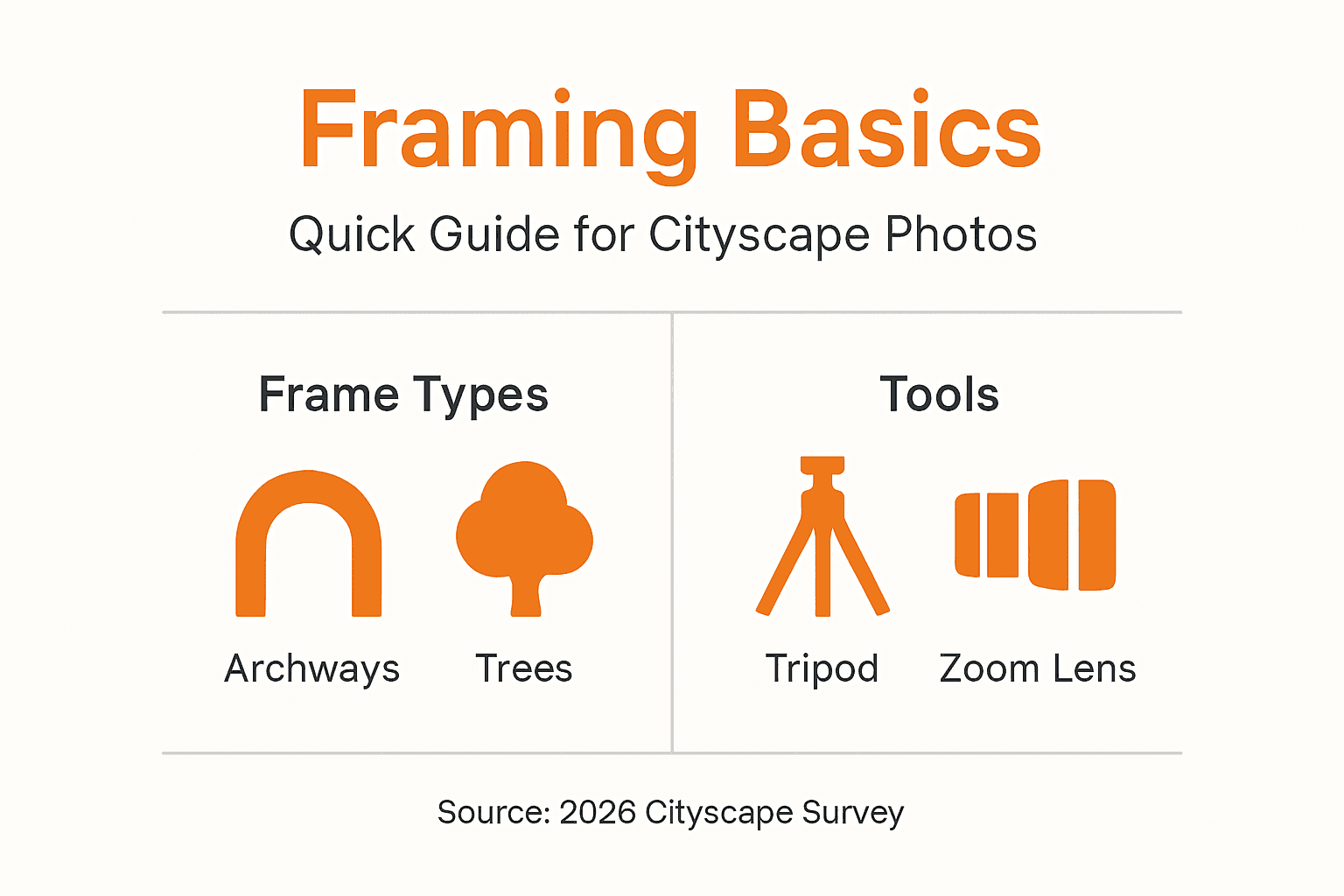 Infographic summarizing basics of cityscape framing
