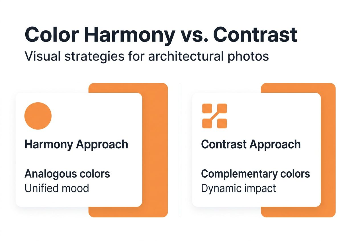 Infographic comparing color harmony and contrast