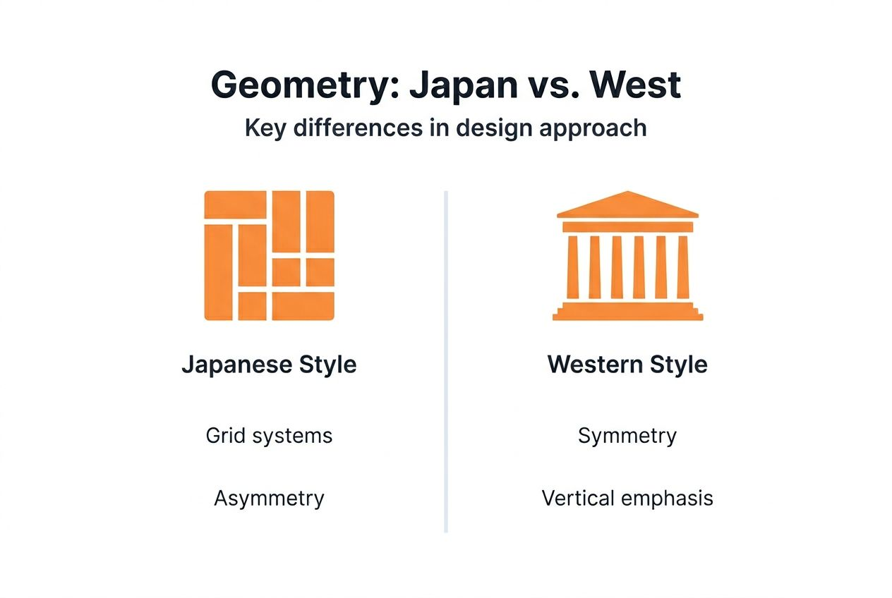 Infographic comparing Japanese and Western geometry