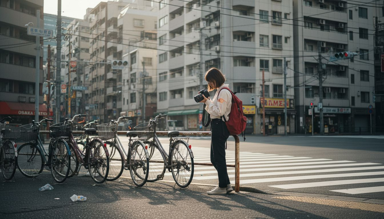 Urban landscape with wide-angle perspective layers