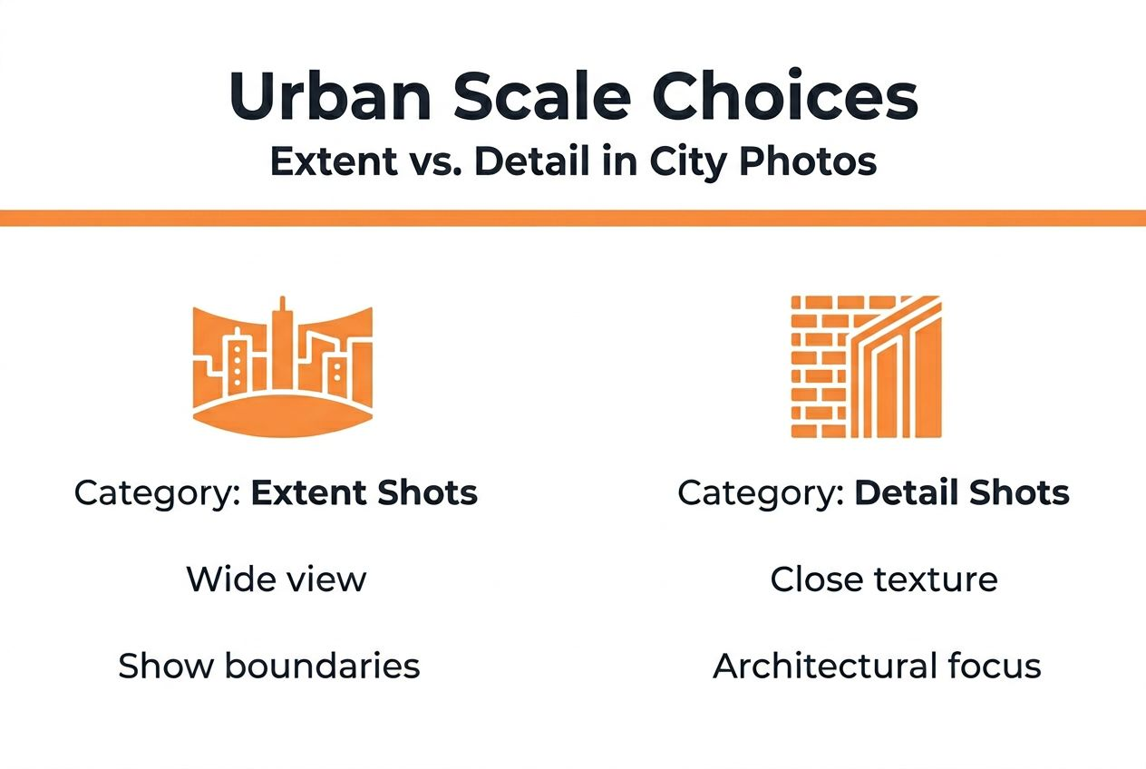 Infographic showing urban scale choices extent detail