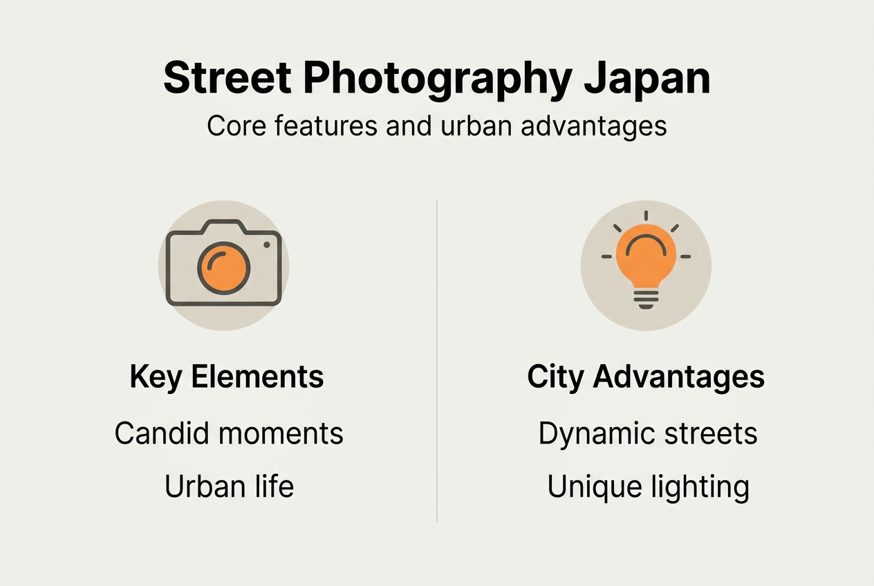 Infographic outlining Japan street photography features