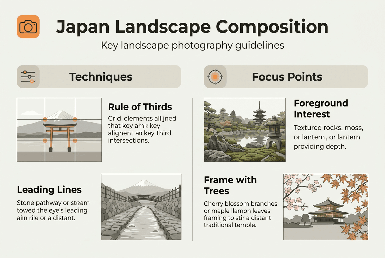 Infographic with composition tips for landscapes