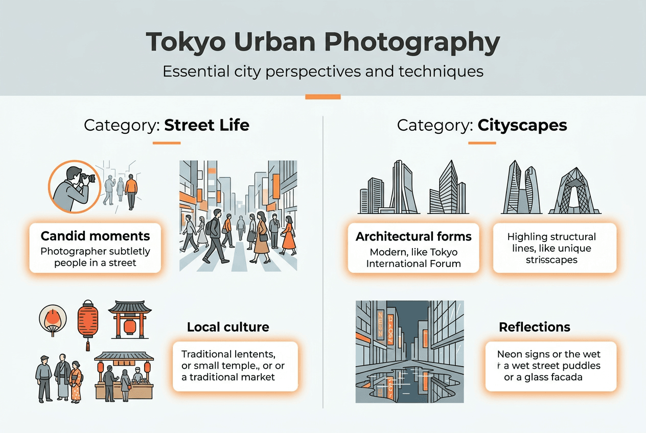 Infographic Tokyo urban photography styles overview