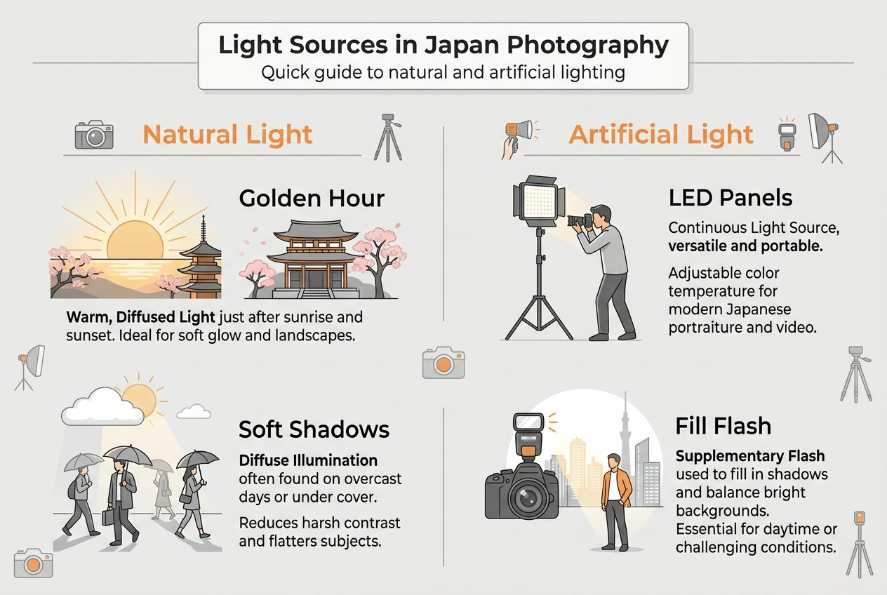 Infographic comparing natural and artificial light