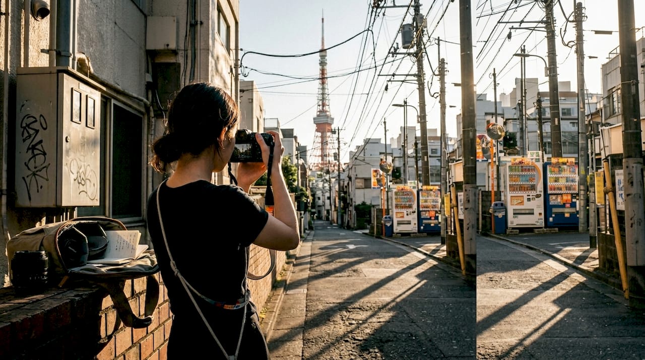 Framing cityscape with leading lines in Tokyo