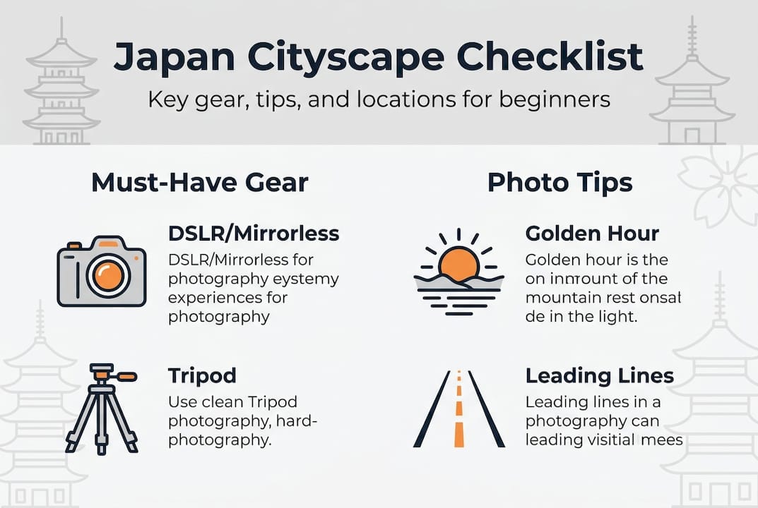 Infographic Japan cityscape photo gear and tips