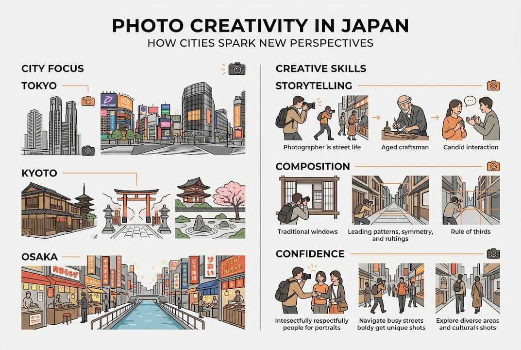 Infographic comparing creative skills in Japan cities