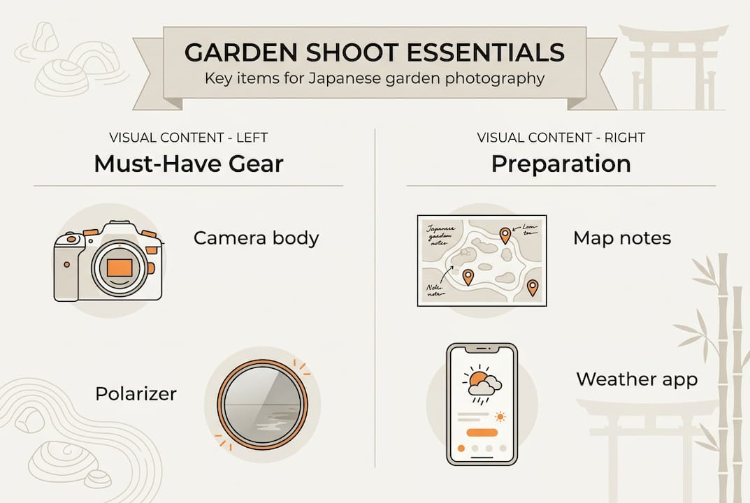 Infographic for Japanese garden photo essentials