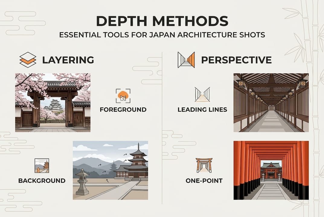 Infographic showing depth methods in architecture