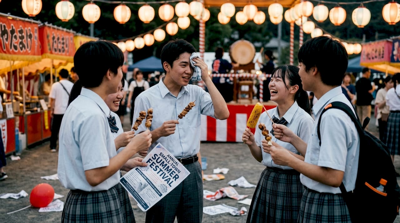 Japanese students at local summer festival