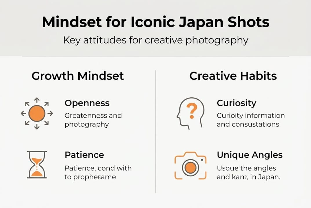 Infographic on creative mindset for Japan photography