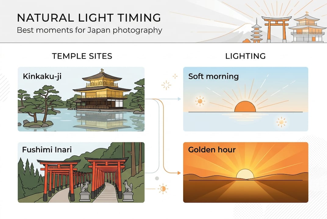Natural light timing infographic for Japanese sites